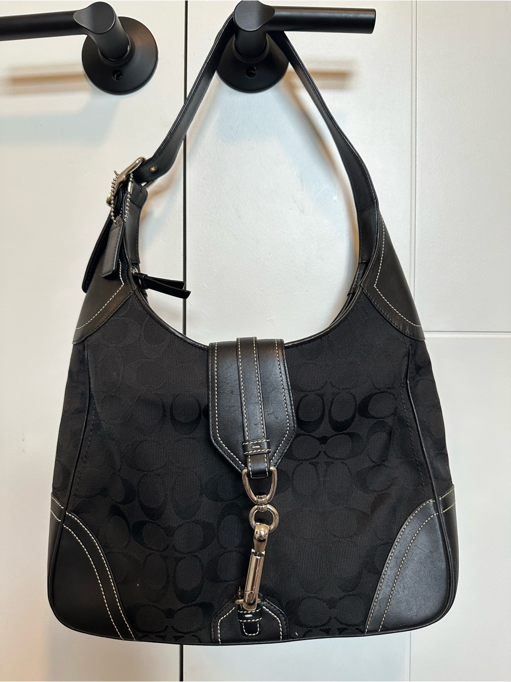 Vintage Hampton Signature Black Hobo Large